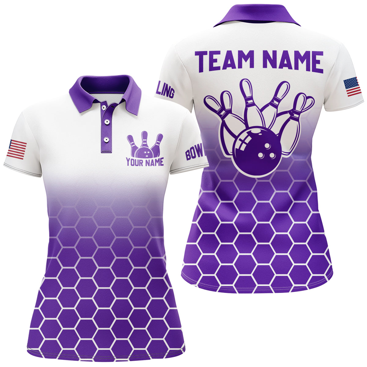 Custom Bowling Shirt for Women Bowling Jersey Bowling Team League Polo Shirt QZT73-5