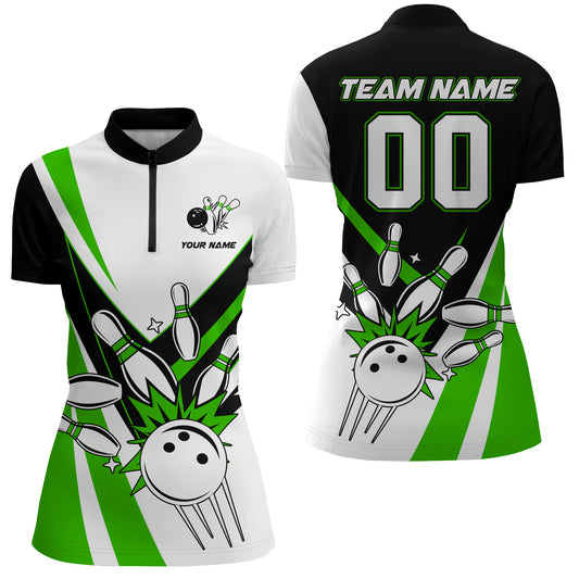 Bowling Quarter-Zip Shirt for Women Custom Bowling Team Shirt Bowlers Jersey QZT15