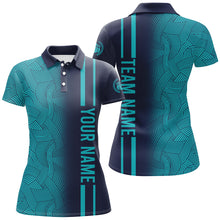 Load image into Gallery viewer, Custom Navy Bowling Shirts Men & Women Turquoise Bowling Jersey Team Bowling Polo BDT527