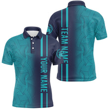 Load image into Gallery viewer, Custom Navy Bowling Shirts Men & Women Turquoise Bowling Jersey Team Bowling Polo BDT527
