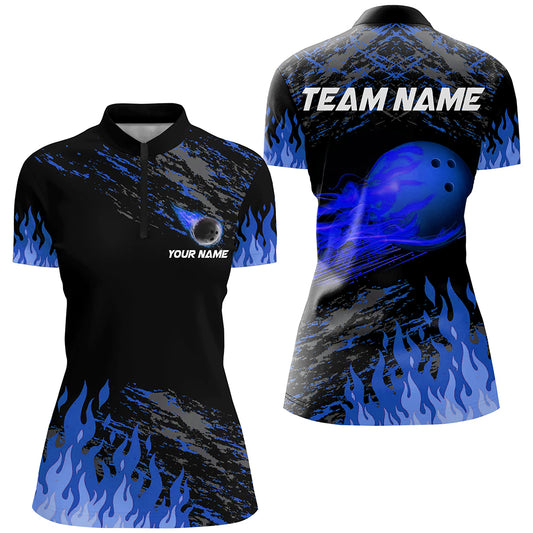 Blue Flame Bowling Shirts Men And Women Custom Bowling Team Jersey Unisex Uniform Bowlers BDT523