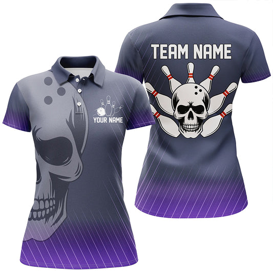 Purple Skull Bowling Shirts Men & Women Custom Polo Bowling Team Jersey Unisex BDT484