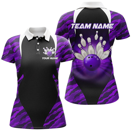 Purple Camo Bowling Shirts Men Women Bowling Jersey Unisex Custom Polo Bowling Team Shirt BDT597