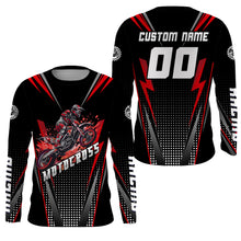 Load image into Gallery viewer, Personalized Red Motocross Jersey Kid&Adult Upf30+ Dirt Bike Shirt Off-Road Motorcycle Racing PDT671