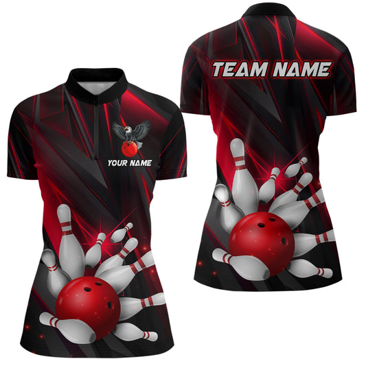 Eagle Bowling Shirts For Men & Women Custom Team Bowling Jersey Uniform Bowler Gift | Red BDT524