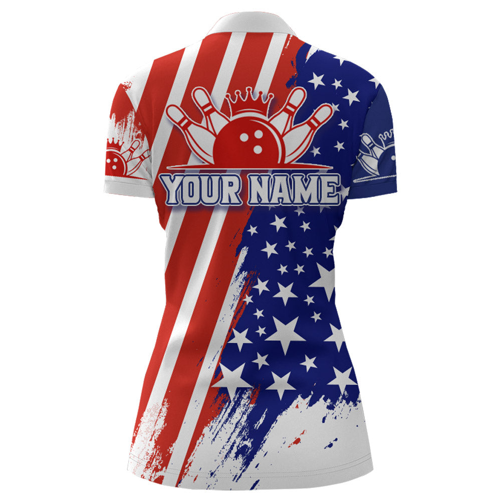 Personalized Bowling Jersey Women American Bowling Shirt Team Custom Bowling Quarter-Zip Shirt BDT307