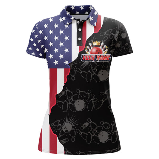 American Bowling Shirt For Women Patriotic Bowling Jersey Team League Bowling Polo Shirt BDT313