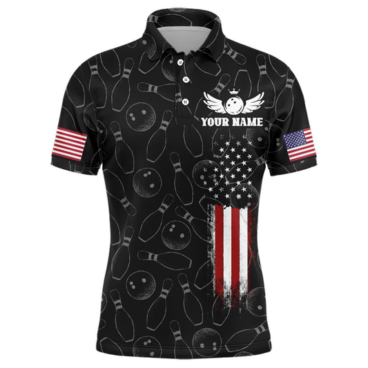 American Bowling Jersey Men Patriotic Bowling Team Shirt Custom Bowling Polo Shirt BDT358