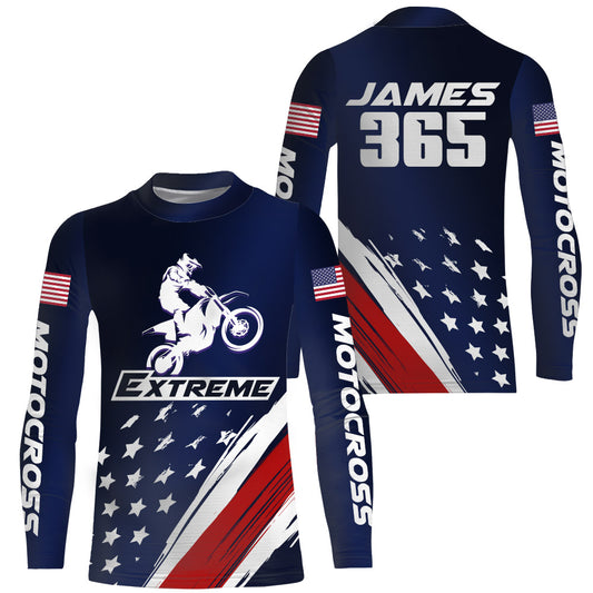 Kid&Adult Motocross Jersey Personalized UPF30+ American Dirt Bike Shirt Off-Road Motorcycle Jersey PDT747