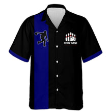 Load image into Gallery viewer, Black&Blue Bowling Shirt For Men & Women Custom Retro Bowling Jersey Hawaiian Bowling League Shirt BDT534