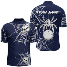 Load image into Gallery viewer, Halloween Bowling 1/4 Zip Shirts Custom Skull Spider Web Bowling Jersey for Men & Women BDT551