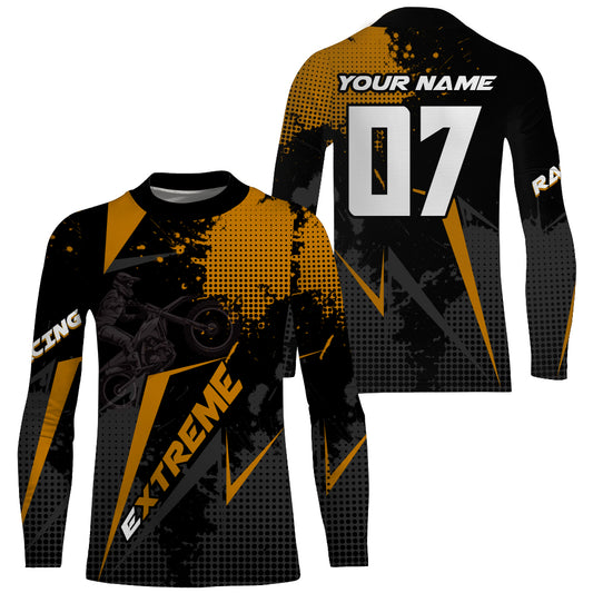 Dirt Bike Jersey Men Kid Women UPF30+ Custom Orange MX Riding Shirt Extreme Motocross Off-Road PDT605