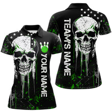 Load image into Gallery viewer, Green Skull Bowling Shirts Men & Women Custom Halloween Bowling Jersey Team Polo BDT554