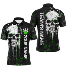 Load image into Gallery viewer, Green Skull Bowling Shirts Men & Women Custom Halloween Bowling Jersey Team Polo BDT554
