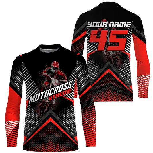 Custom Motocross Riding Jersey Men Women Kid Upf30+ Red MX Dirt Bike Shirt Off-Road Jersey PDT673