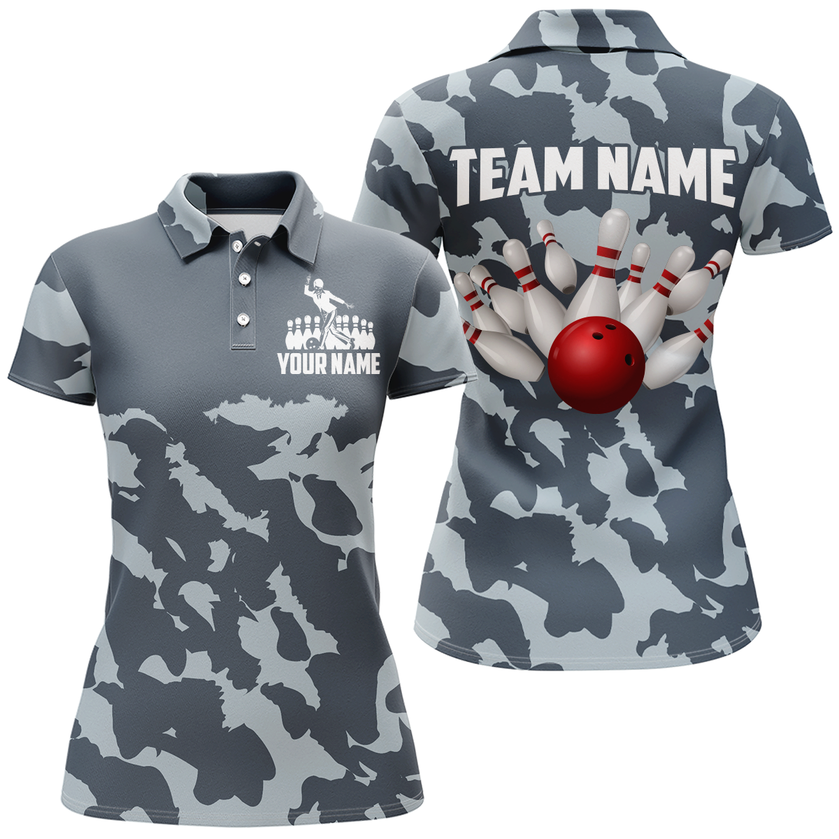 Custom Bowling Shirts For Men Women Bowling Team League Jersey Camo Bowling Polo Shirts Unisex BDT594