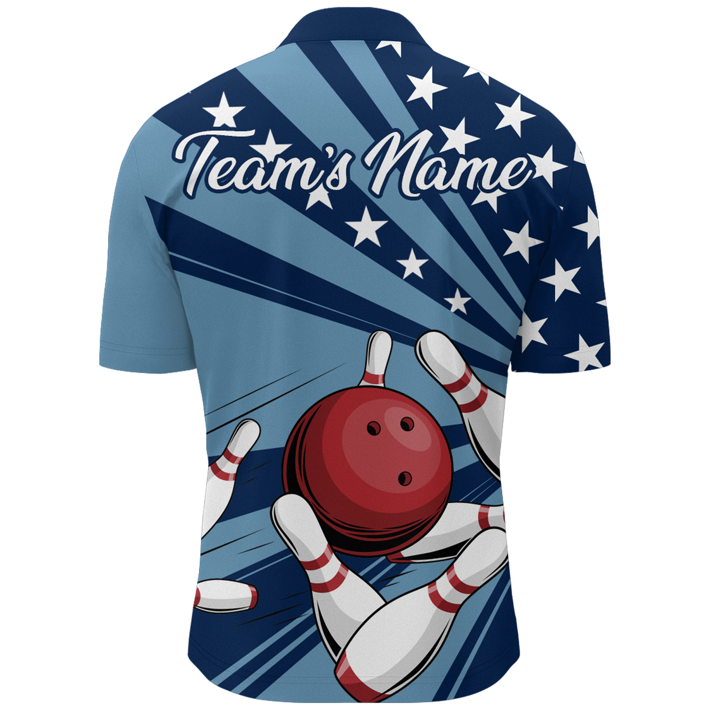 Custom Navy Bowling Jersey For Men American Flag Bowling Team Shirt Bowling Quarter-Zip Shirt BDT309