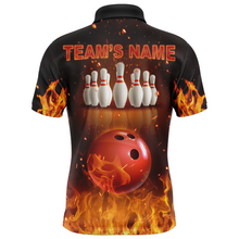 Load image into Gallery viewer, Personalized Men's Bowling Team Shirt Flame Bowling Jersey Custom Funny Bowling Polo Shirt BDT330
