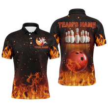 Load image into Gallery viewer, Personalized Men's Bowling Team Shirt Flame Bowling Jersey Custom Funny Bowling Polo Shirt BDT330