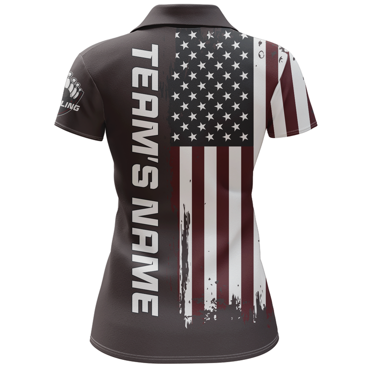Patriotic Bowling Polo Shirt Women American Flag Bowling Team Jersey Custom Bowling Shirts BDT263