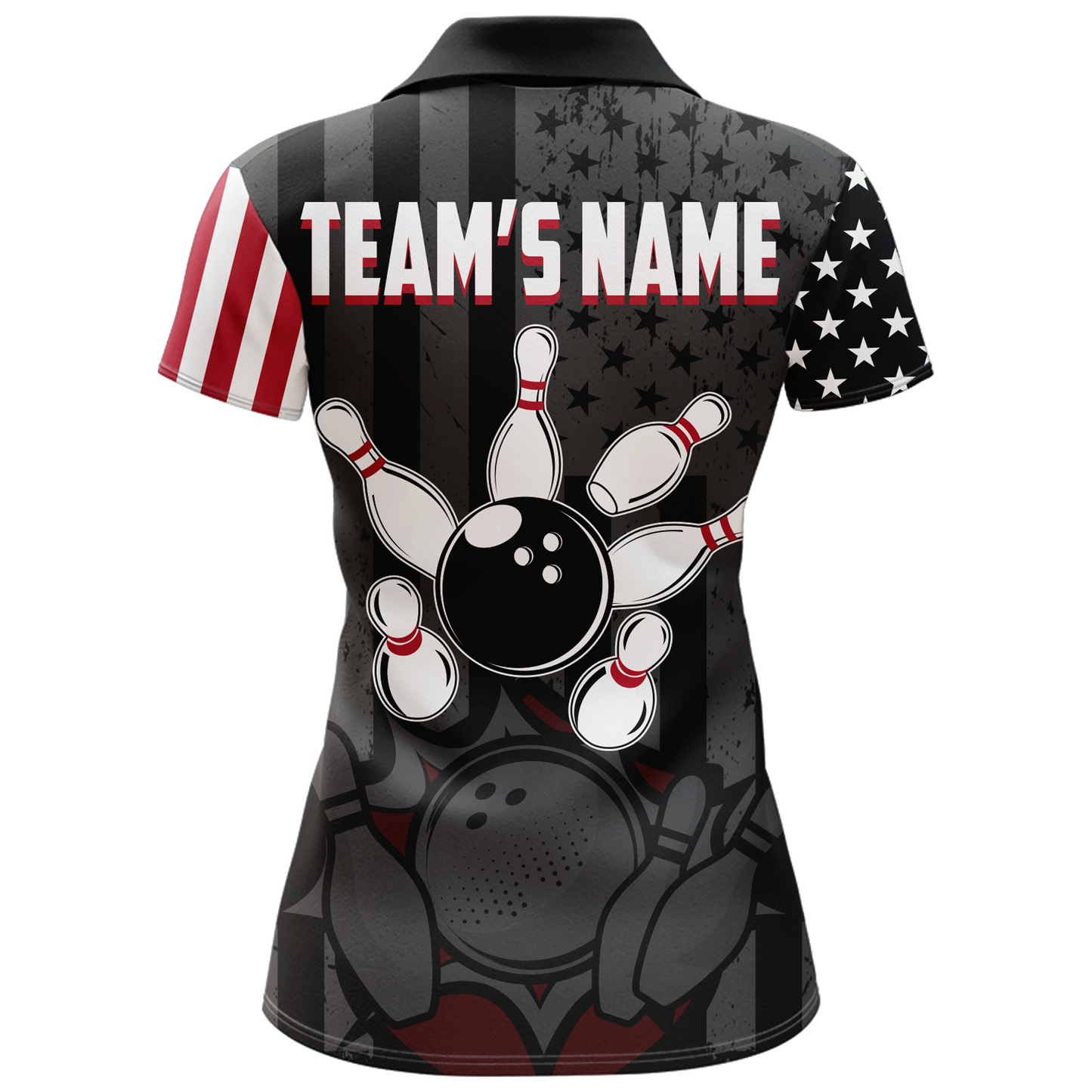 Custom American Bowling Shirt For Women Black Bowling Jersey Team League Bowling Polo Shirt BDT334