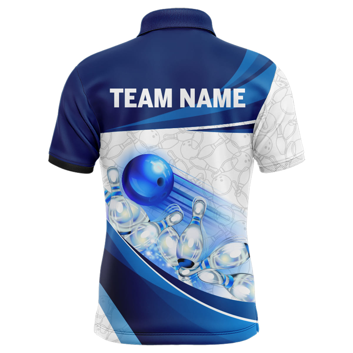 Custom Bowling Shirt For Men Navy Bowling Team Jersey Custom 3D Bowling Polo Shirts BDT300