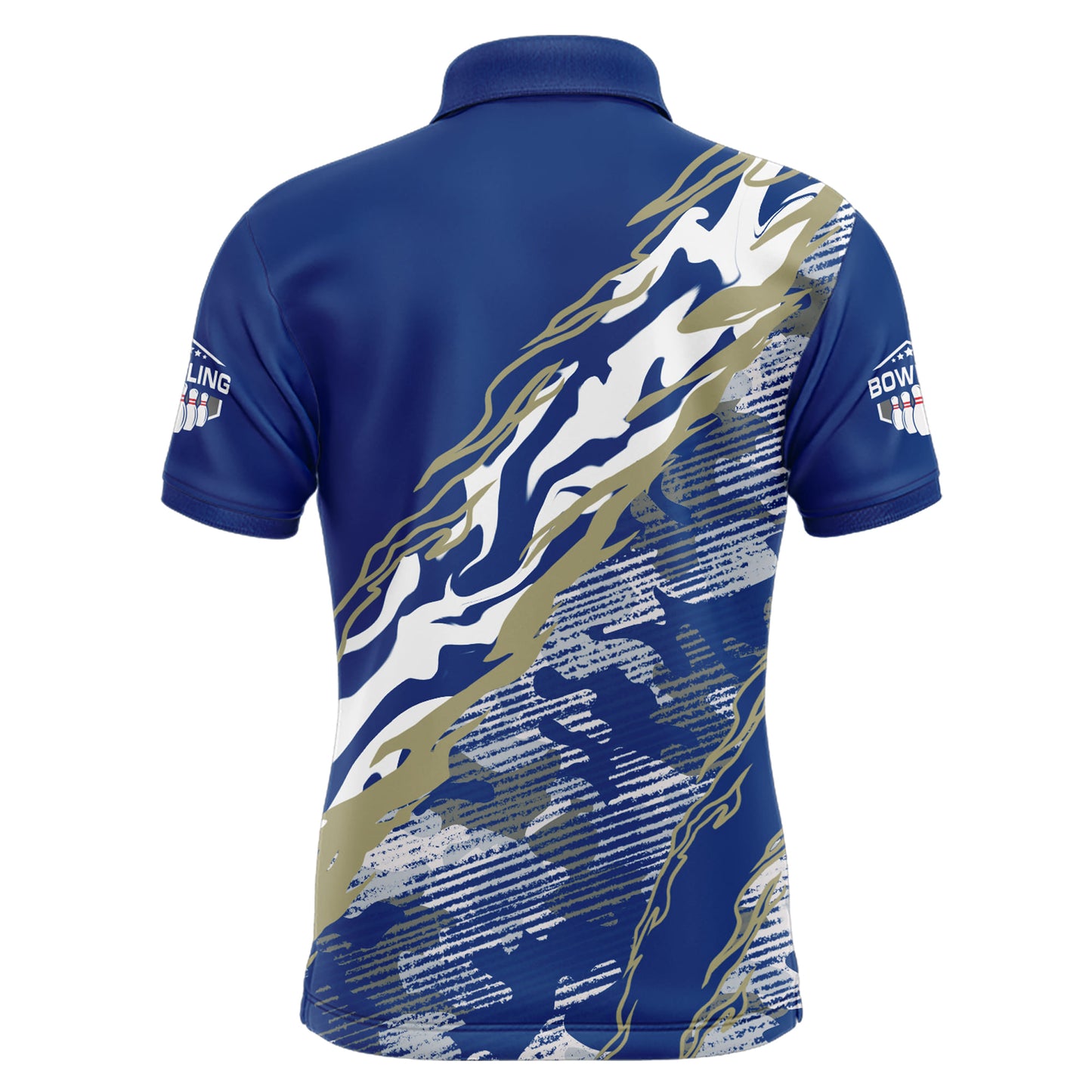 Custom Bowling Shirt for Men Blue Camo Bowling Jersey Flame Bowling Polo Shirt BDT261