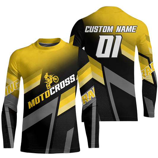 Motocross Racing Dirt Bike Jersey Yellow Upf30+ Motorcycle Shirt For Kid Men Women XM317