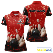Load image into Gallery viewer, Red Thunder Lightning & Lava Bowling Shirt for Men Women Team Bowling Jersey MBL92