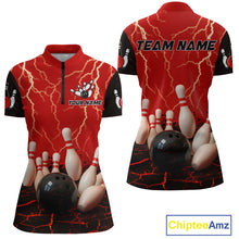 Load image into Gallery viewer, Red Thunder Lightning & Lava Bowling Shirt for Men Women Team Bowling Jersey MBL92