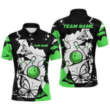 Load image into Gallery viewer, Custom Green Butterflies Bowling Shirt for Men Women Team Bowling Polo&Quater Zip MBL76