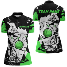Load image into Gallery viewer, Custom Green Butterflies Bowling Shirt for Men Women Team Bowling Polo&Quater Zip MBL76