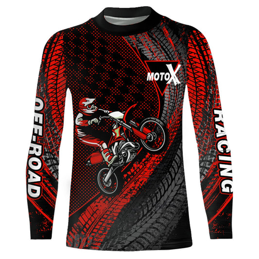 Dirt Bike Jersey Men Kid Women Upf30+ Red Motocross Shirt Racing Off-Road Shirt XM203