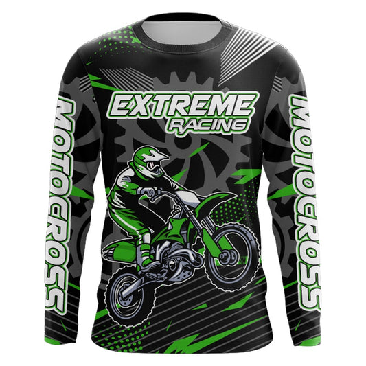 Green Motocross Racing Jersey UPF30+ Dirt Bike Shirt Kids Women Men Extreme Off-road Jersey XM134