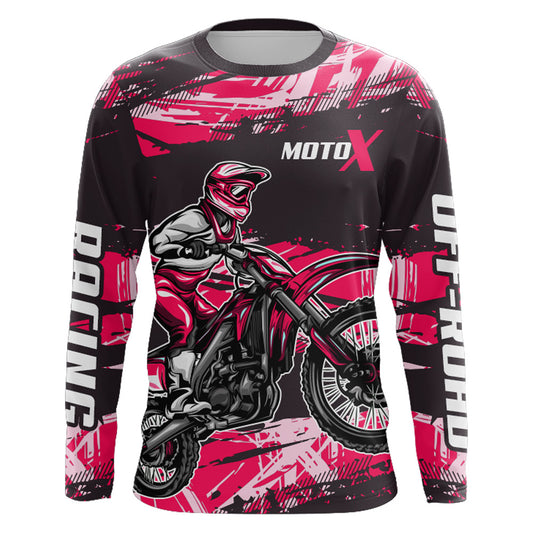 Girl Women Motocross Racing Jersey Pink Black UPF30+ Dirt Bike Shirt Motorcycle Jersey XM220