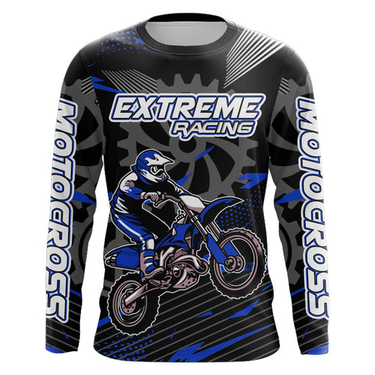 Blue Motocross Racing Jersey Upf30+ Dirt Bike Shirt Kids Women Men Off-road Jersey XM199