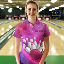 Load image into Gallery viewer, Custom Pink Galaxy Bowling Shirts for Men Women Team Bowling Polo and Quarter Zip MBL122
