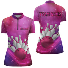 Load image into Gallery viewer, Custom Pink Galaxy Bowling Shirts for Men Women Team Bowling Polo and Quarter Zip MBL122