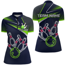 Load image into Gallery viewer, Custom Green&Blue Bowling Shirts for Men Women Team Bowling Polo & 1/4 Zip Shirt MBL41