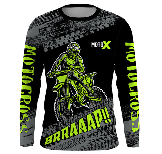 Motocross Jersey Kid Men Dirt Bike Racing Shirt Upf30+ Off-road Motorcycle Jersey Lime Green XM202