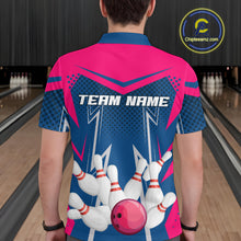 Load image into Gallery viewer, Pink&Blue Bowling Shirts for Men Women Team Personalized Bowling Polo and Quarter Zip MBL112