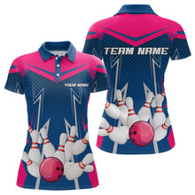 Load image into Gallery viewer, Pink&Blue Bowling Shirts for Men Women Team Personalized Bowling Polo and Quarter Zip MBL112