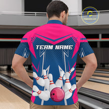 Load image into Gallery viewer, Pink&Blue Bowling Shirts for Men Women Team Personalized Bowling Polo and Quarter Zip MBL112