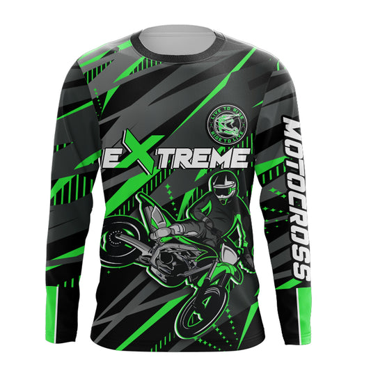 Green Motocross Racing Jersey Kid Women Men Upf30+ Youth Dirt Bike Off-Road Shirt XM54