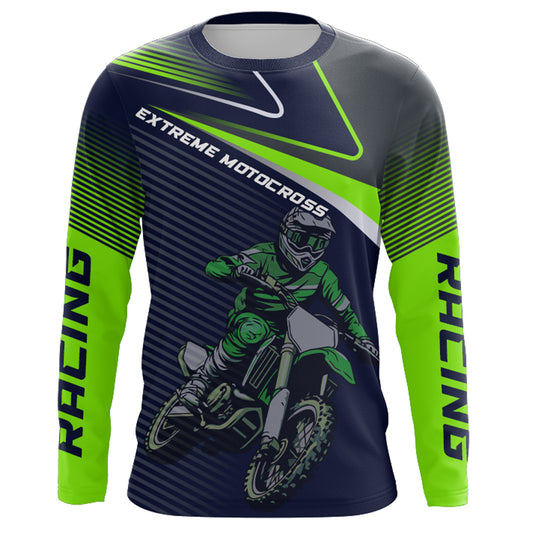 Green Motocross Racing Jersey Youth Men Women Dirt Bike Shirt Upf30+ Extreme Off-Road Racing Shirt XM310