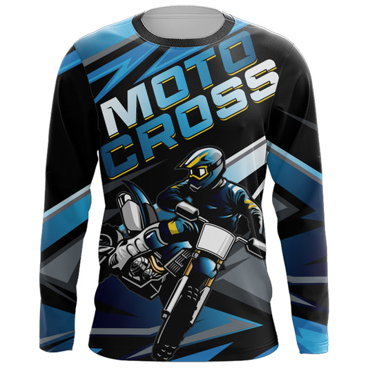 Blue Motocross Jersey Upf30+ Dirt Bike Youth Motocross Riding Shirt Men Women Kid XM38
