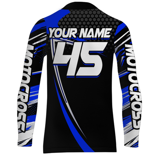 Motocross Racing Jersey Blue Upf30+ Motorcycle Shirt MX Racing Dirt Bike Jersey Kid Men XM173