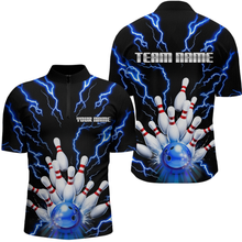 Load image into Gallery viewer, Thunder Lightning Blue Bowling Shirt Custom Bowling Jersey for Men Women Team MBL66