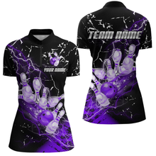 Load image into Gallery viewer, Custom Purple Lightning Bowling Shirts for Men Women Team Bowling Polo & 1/4 Zip MBL80