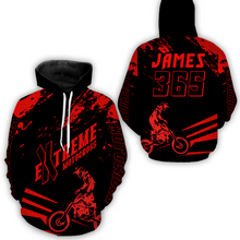 Load image into Gallery viewer, Personalized Red Motocross Racing Hoodie Jersey For Men Women Dirt Bike Hoodie MH59